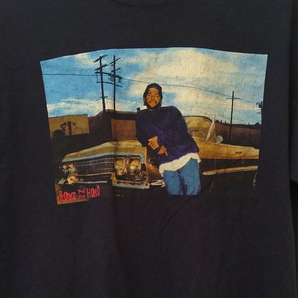 Ice Cube Mens Black Implala Boyz N The Hood Hip Hop T-Shirt Black Size Large